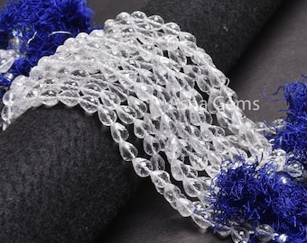 AAA Crystal Quartz faceted Drop Beads,8" Strand Natural white Gemstone Teardrop Machine Cut Bead Jewelry Craft