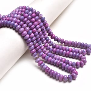 AAA Shaded Bright Purple Blue Opal Smooth Rondelle Beads, Purple Lavender Opal Plain Handmade Gemstone Bead, Opal Beads Jewelry Making SALE
