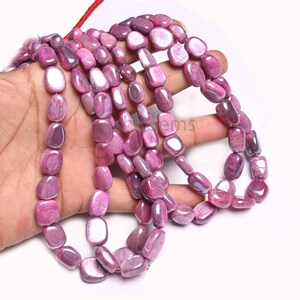 Beautiful Moonstone Coated Smooth Nugget Beads,8/16" Strand Pink Ruby Color Coated Moonstone Plain Handmade Gemstone Bead Jewelry Craft SALE