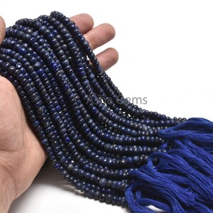 Natural Lapis Lazuli Smooth Rondelle Shape Beads,5.5,6mm Blue Lapis Plain Handmade Gemstone Loose Beads,12.5&quot; Lapis Lazuli Bead Jewelry SALE