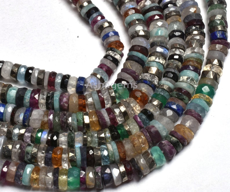 Natural Multi Disco Faceted Flat Tyre Beads Beautiful Mix - Etsy