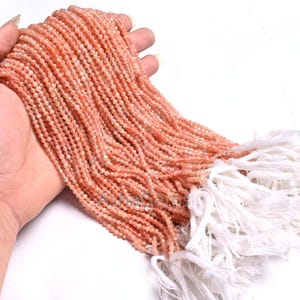 AAA Quality Natural Sunstone Micro Cut Gemstone Beads,3.5 mm Shaded Sunstone Machine Cut Rondelle Sunstone Beads Jewelry Making Crafts SALE