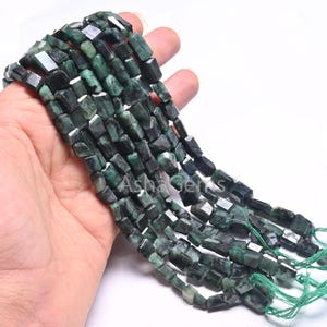 Sakota Emerald Faceted Indian Cut Nugget Gemstone Loose Beads,8&quot; Natural Green Emerald Tumble Straight Drill Emerald Bead Jewelry Craft SALE
