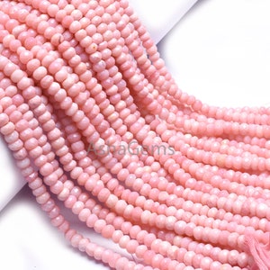 AAA Pink Opal Faceted Rondelle Shape Gemstone Beads Pink Opal beads, opal plain Indian cut beads, Opal Beads For Necklace Jewelry Craft SALE