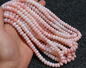Beautiful Pink Opal Smooth Rondelle Gemstone Beads, Fine Quality Shaded Pink Opal Handmade Roundelle Beads, Opal Bead Jewelry Necklace Craft