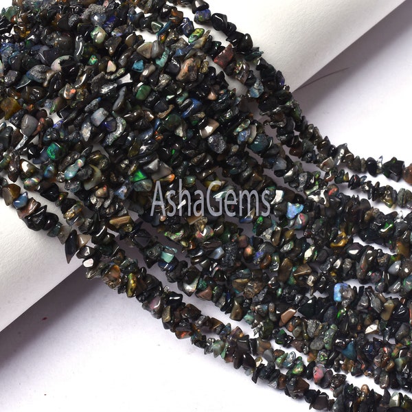 Beautiful Black Ethiopian Opal Uncut Chip Beads, Welo Fire Ethiopian Opal Smooth Raw Polish Beads, Flashy Opal Gemstone Beads For Jewelry