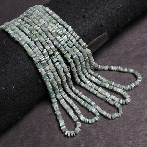 Natural Green Emerald smooth Square shape Tiny Gemstone Beads,8/16&quot; Fine Real Emerald Plain Handmade Heishi Square Emerald Bead Jewelry SALE