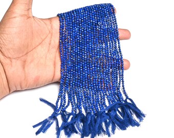 AAA Quality Lapis Lazuli Micro Cut faceted Beads,3,3.5 mm Natural