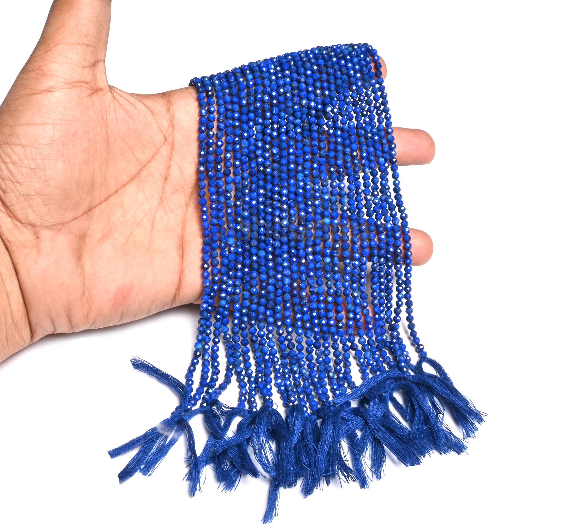AAA Quality Lapis Lazuli Micro Cut faceted Beads,3,3.5 mm Natural