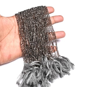 AAA Natural Black obsidian Micro Cut Faceted Gemstone Beads 2.2mm Dark Grey Obsidian Machine Cut Rondelle Obsidian Beads Jewelry Crafts SALE