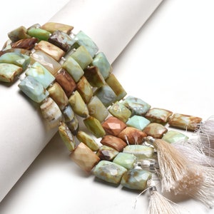 Peruanska Boulder Opal Facetterade Rektangulära Pärlor, Boulder Opal Indisk Slipad Fancy Rak Drillpärla Opal Smyckestillverkning Hantverk