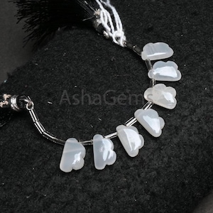 Natural White Moonstone Fancy Cloud Shape Carving Gemstone Beads,7 Piece Strand Fine Moonstone Handmade Carved Cloud Bead Jewelry Craft SALE