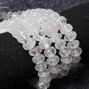 Natural White Crystal Carving Watermelon Shape Beads,10-15 mm Crystal Quartz handmade carved Pumpkin Gemstone Bead For Necklace Jewelry SALE