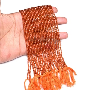AAA Quality Natural Hessonite garnet Machine Cut Beads,3 mm Brown Garnet Micro Cut Faceted Rondelle Gemstone Hessonite Bead Jewelry Necklace