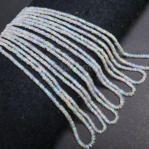 Fine Welo Fire Ethiopian Opal Smooth Rondelle Gemstone Loose Beads, Natural Flash Ethiopia Opal Plain Handmade Opal Beads Jewelry Necklace