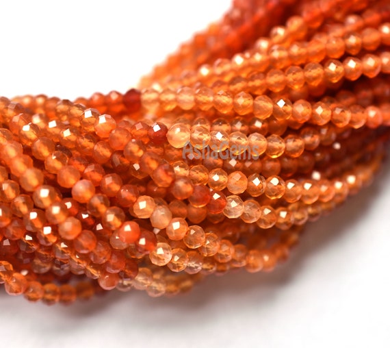 5 Strands Carnelian Cubic Zirconia Rondelle Faceted 3mm Gemstone Beads 13"inch 