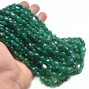 Beautiful Green Onyx Smooth Oval Beads,16&quot; Strand Fine Green Onyx Plain Handmade Oval Straight Drill Gemstone Beads, Onyx Bead Jewelry Craft