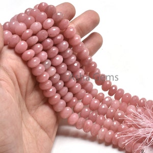 Feine Qualität Pfirsich Mondstein facettierte Rondelle Form Edelstein Perlen, 8 &quot;&quot;natürliche rosa Mondstein Center Bohrer Perlen, Mondstein Perle Schmuck Verkauf.&quot;