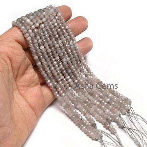 Beautiful Grey Jade Quartz Faceted Gemstone Loose Beads,13.5" Strand Grey Jade Machine Cut Rondelle Bead,4.5 mm Beautiful Jade Beads Jewelry