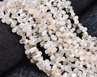 Natural White Moonstone Smooth Uneven Drops Shape Gemstone Beads, Milky White Moonstone Side Drill Drops Handmade Bead, Moonstone Teardrops