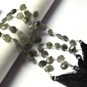 Natural Black Rutile Faceted Pear Shape Beads,9-13 mm Rutile Gemstone Beads,8 Inch Strand ,Black Rutile Faceted Flat Teardrop Beads Jewelry