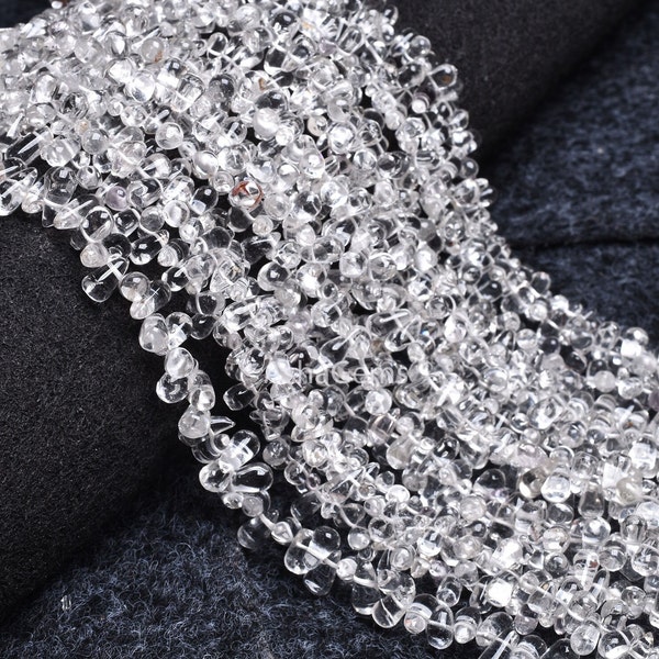 Natural Crystal Quartz Smooth side Drill Drops Gemstone Beads, White Crystal Beads, Crystal Plain handmade Drop Beads Crystal Teardrop Craft