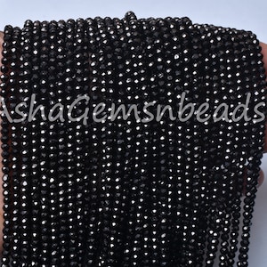 13"Strand Black Spinel Micro Cut Rondelle Faceted Gemstone Beads,3 mm,AAA Quality,Black Spinel Beads,Jewelry Making Crafts,Spinel Faceted