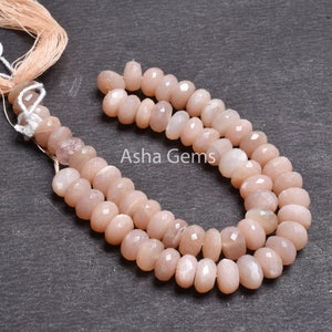 9 mm Pfirsich Mondstein facettierte Rondelle Perlen, 12 &quot;natürliche Mondstein Perlen, rosa Mondstein indische Maschine geschnitten Edelstein Perle Schmuck machen Verkauf