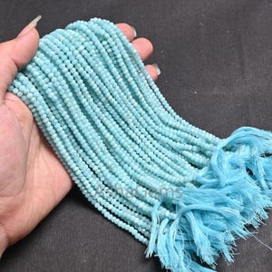 3.8mm AAA Blue Larimar Micro Faceted Gemstone Beads, Natural Larimar Machine Cut Rondelle Beads,Blue larimar Bead Jewelry makings Craft SALE