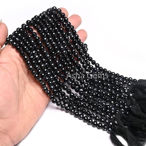 6 mm Beautiful Black Onyx Faceted Round Ball Gemstone Loose Beads, Onyx Round Beads, Black Onyx Machine Cut Round Beads Jewelry Making SALE