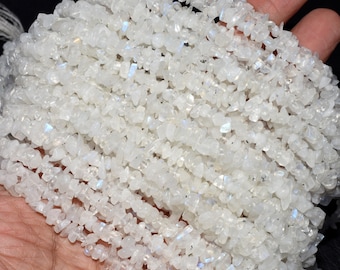 Fine Quality Rainbow Moonstone Uncut Chip Beads, Natural Blue Fire Rainbow Moonstone Bead, White Rainbow Smooth Raw Rough Chip Gemstone Bead