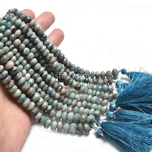 Beautiful Chrysocolla Faceted Rondelle Gemstone Beads, Natural Chrysocolla Bead Shaded Blue Chrysocolla Indian Machine Cut Bead Jewelry SALE