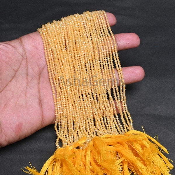 AAA Quality Light Yellow Zircon Micro Cut Rondelle Tiny Beads,2mm Canary Yellow Cubic Zirconia faceted machine Cut Gemstone Bead For Jewelry