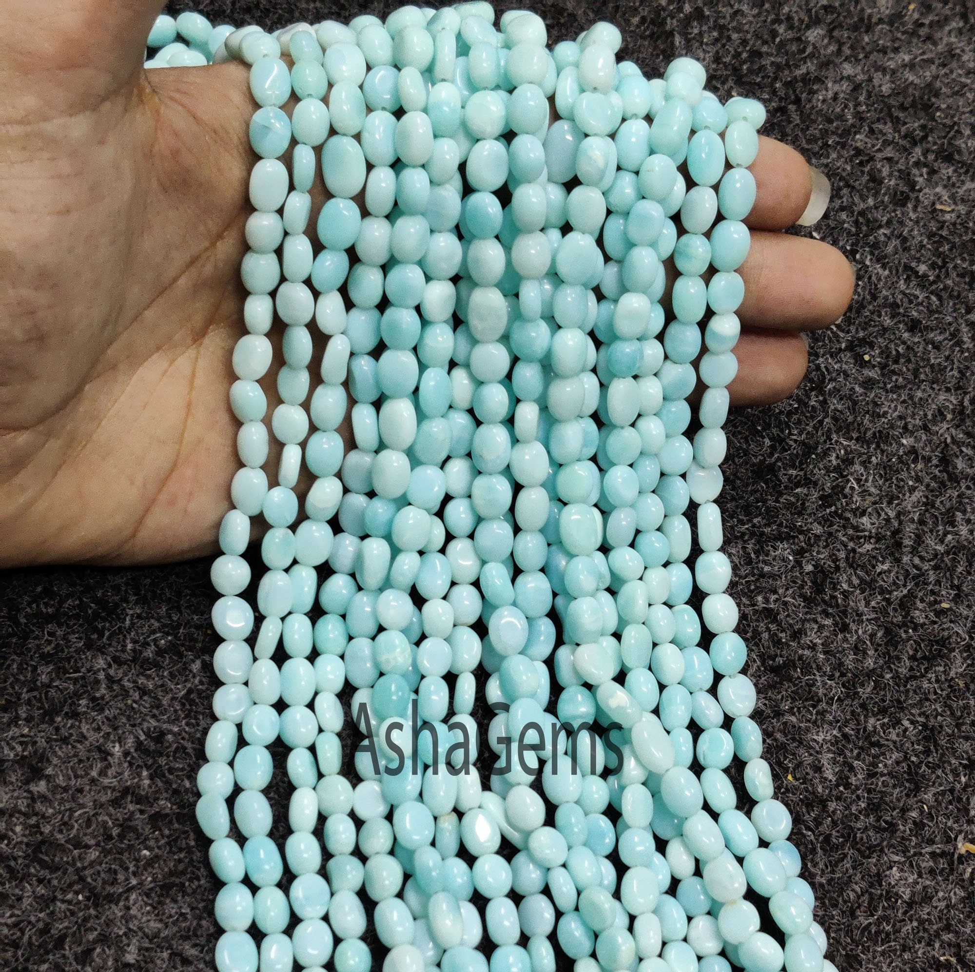 AAA Sky Blue Opal Smooth Oval Shape Beads,13"Strand Peru Opal Plain Oval gemstone beads, Opal Handmade Uneven Oval Beads For Jewelry SALE