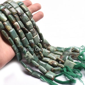 Rare Bio Green Chrysoprase Smooth Rectangle Beads, Natural Gemstone Fancy Chiclet Handmade