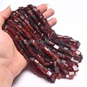Beautiful Garnet Faceted Nugget Shape Gemstone Beads, Natural Hessonite Garnet Indian Cut Tumble Handmade Garnet Beads Jewelry making SALE