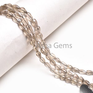 Schöne Smoky Facettierte Tropfen Form Edelstein Perlen, 15 &quot;natürliche Hellgrau Smoky Indische Schnitt Gerade Bohrer Teardrop Perlen Smoky Schmuck SALE