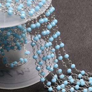 Beautiful Blue Turquoise Hydro Faceted Rondelle Bead Rosary Chain Silver Plated Wire Wrap Bulk Roll Chain Jewelry Making Necklace handmade