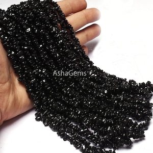 34"Strand Natural Black Spinel Uncut Chips Beads Gemstone Black Spinal Raw Rough Nugget Beads, Spinel Beads Uneven Uncut Chip Jewelry Crafts