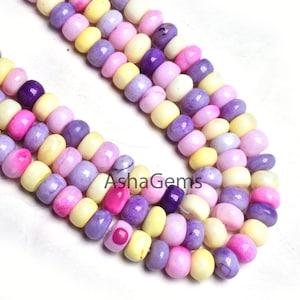 Disco opal Smooth Rondelle Beads, Multi Color Opal Plain Handmade Gemstone beads, 8/16&quot; Strand AAA Mix color Opal Beads For Necklace Jewelry