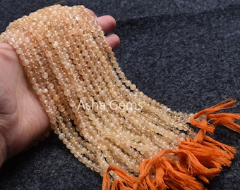 Natural Citrine Smooth Round Ball Beads,5.5mm Light Yellow Gemstone Strand Jewelry making