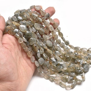Natural Rutile Smooth Handmade Nugget Shape Gemstone Beads,8/16" Strand Shaded Rutile Plain Tumble Straight Drill Beads Jewelry Handicrafts