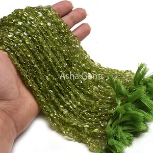 Perline di peridoto naturale, perline ovali lisce di peridoto verde fine, perline ovali fatte a mano, perline di peridoto con trapano dritto, gioielli artigianali in saldo