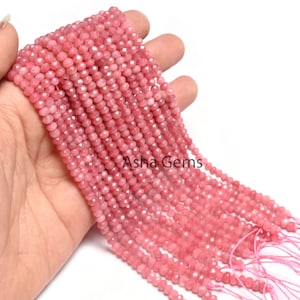 Beautiful Pink Jade Quartz faceted Rondelle Shape Beads,4.5mm Fine Jade Quartz machine cut Gemstone Loose Bead For Jewelry Making Craft SALE