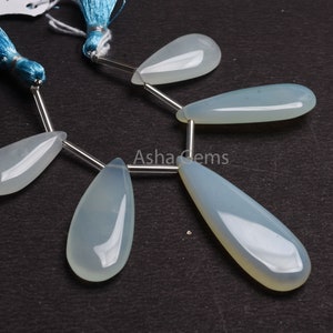 Chalcedony Fancy Pears Shape Beads,13x29-16.5x47 mm Chalcedony Beads, Light Aqua White Chalcedony Smooth Teardrop Beads Jewelry Handicrafts