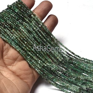 13" Strand Beautiful Natural Emerald Shaded 2 mm Micro Cut Beads, Fine Emerald Shaded Faceted Rondelle Gemstone Beads Jewelry Making,Emerald