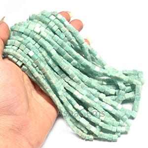 Beautiful Blue Amazonite Smooth Box Shape Gemstone Beads,8/16" Fine Natural Amazonite Handmade 3D Cube Box Amazonite Bead Jewelry Craft SALE