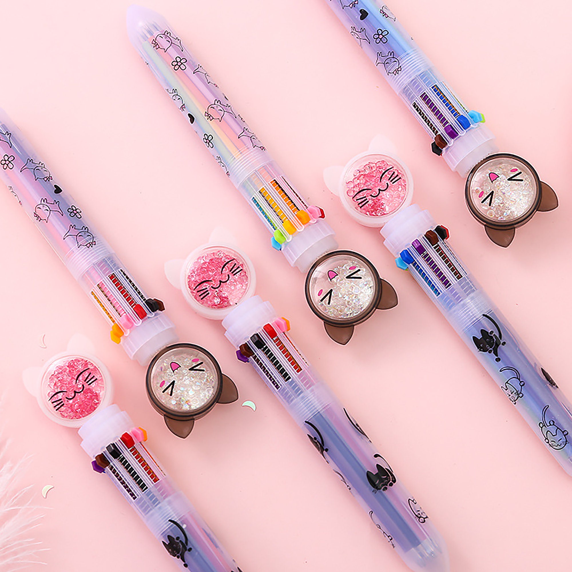 Sweet Cat 10colors Ballpoint Pen Multifunctional Push Pens Etsy