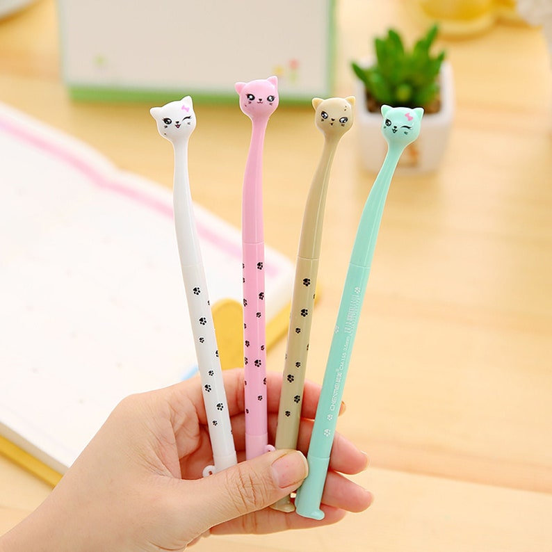 4pcs Lovely Cat Gel Pens Animal Pens for Kids Black Ink Etsy
