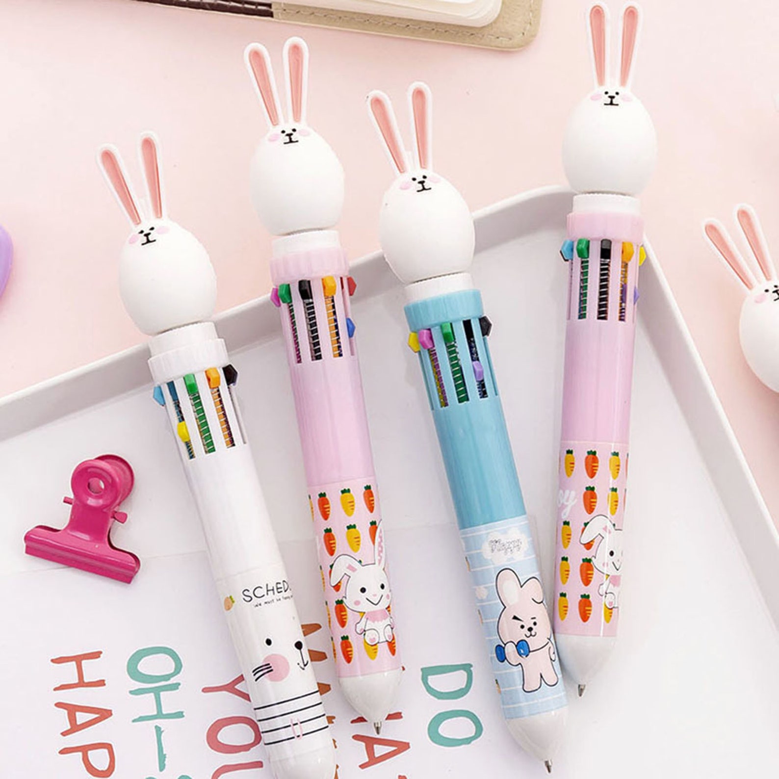 Cute Rabbit 10colors Ballpoint Pen Multifunctional Push Pens Etsy